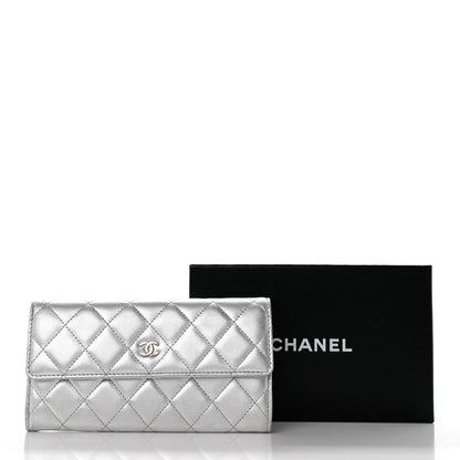 Chanel Metallic Lambskin Quilted Long Flap Wallet Silver 10 of 10