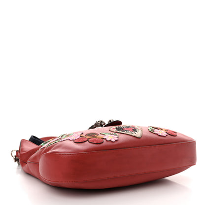 Gucci Calfskin Web Embroidered Medium Dionysus Hobo Hibiscus Red 4 of 17