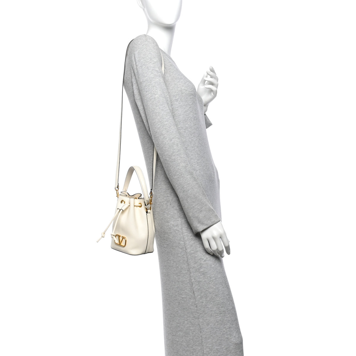 Valentino Garavani Nappa Mini VLogo Signature Bucket Bag Light Ivory 2 of 9