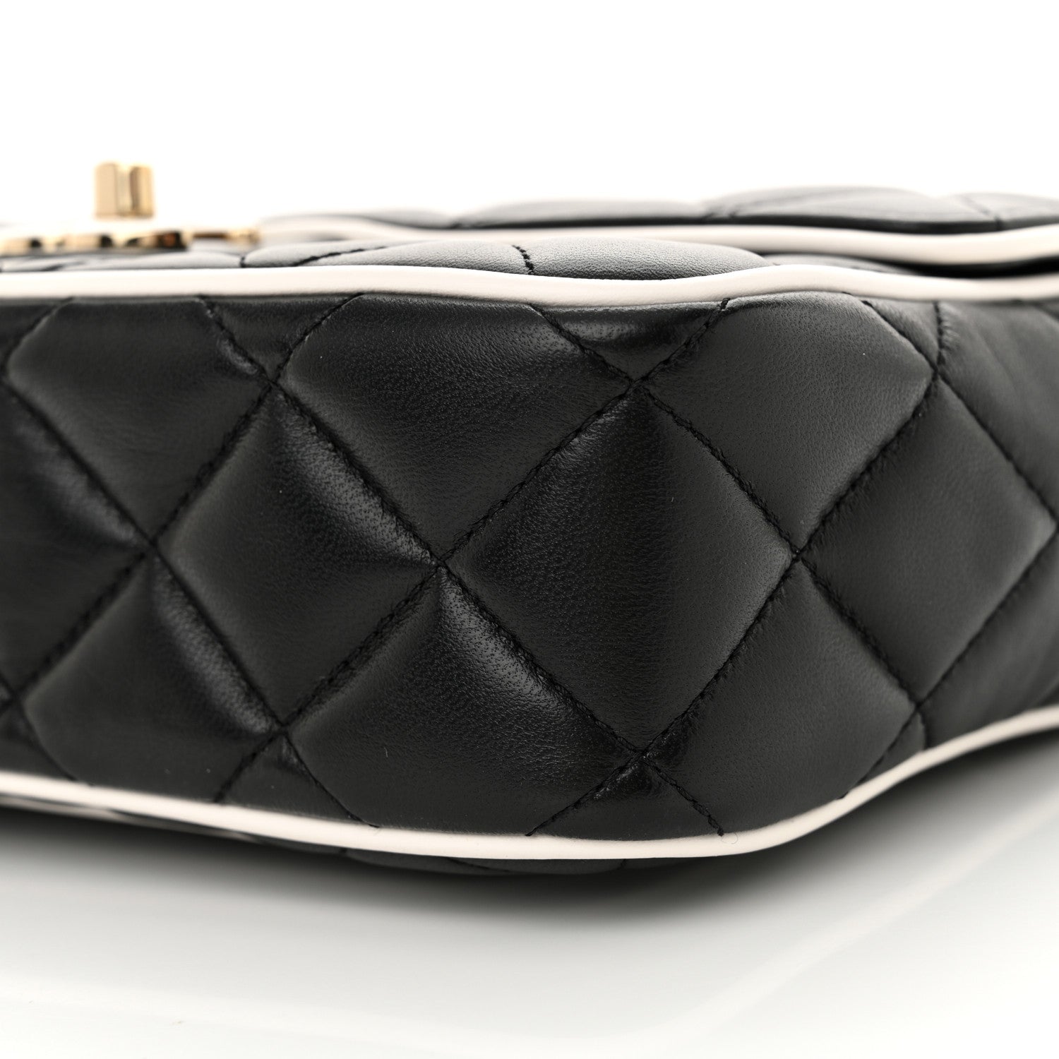 Chanel Lambskin Quilted Resin Graphic Frame Flap Bag Black White 10 of 12