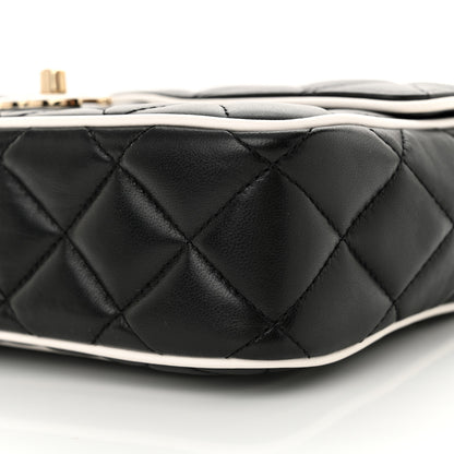 Chanel Lambskin Quilted Resin Graphic Frame Flap Bag Black White 10 of 12