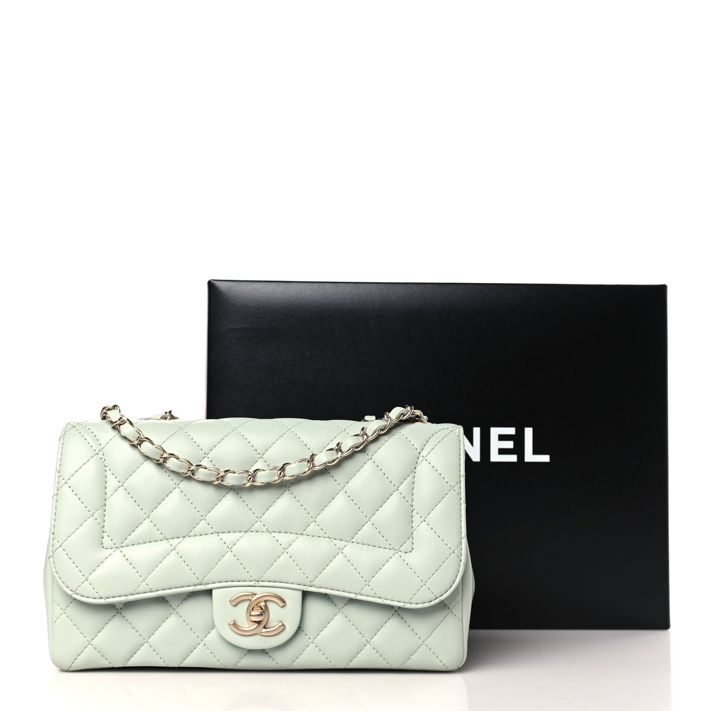 Lambskin Quilted Medium Mademoiselle Chic Flap Light Green