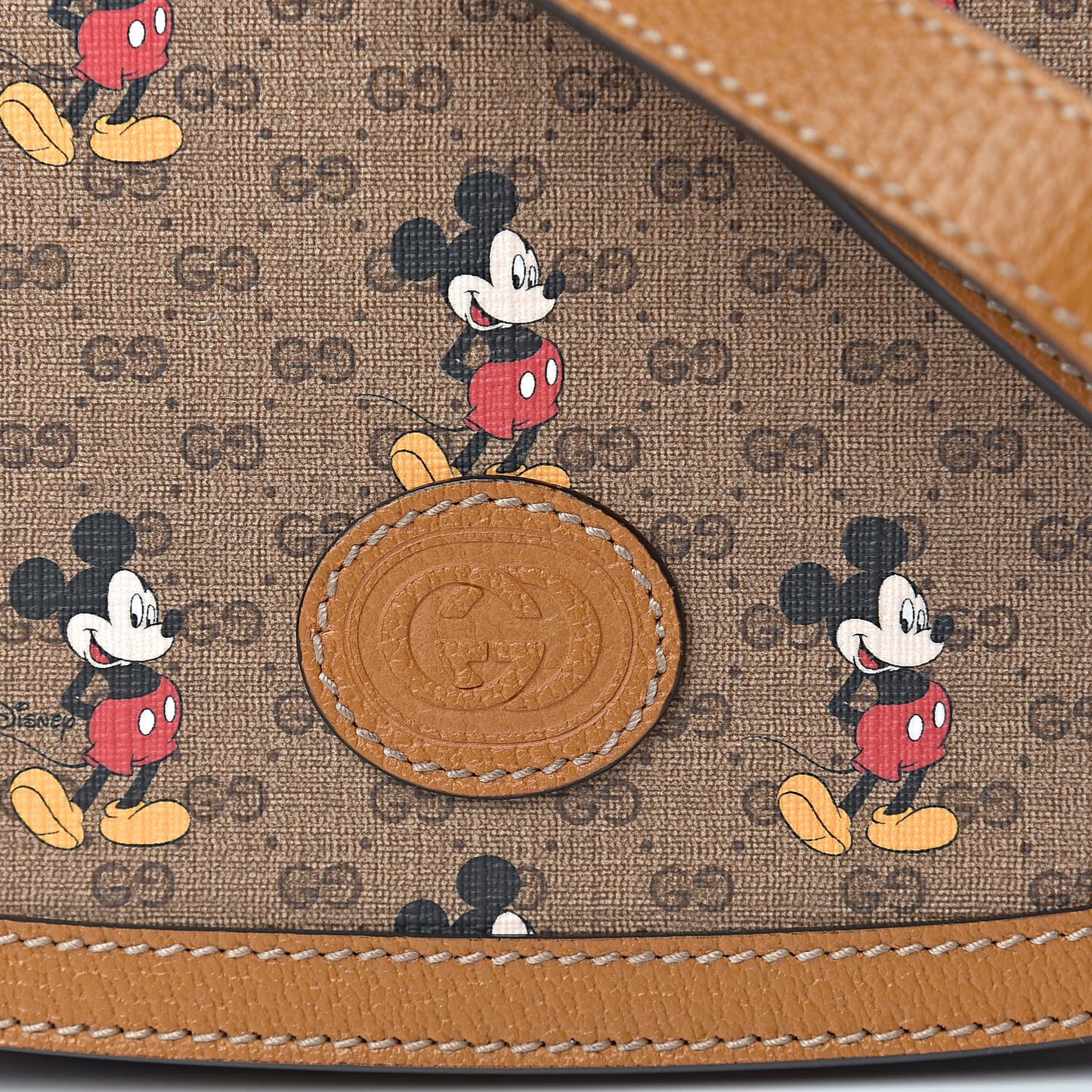 X DISNEY Mini Vintage GG Supreme Monogram Mickey Mouse Small Flap Messenger Bag Beige Vintage Sun Oil