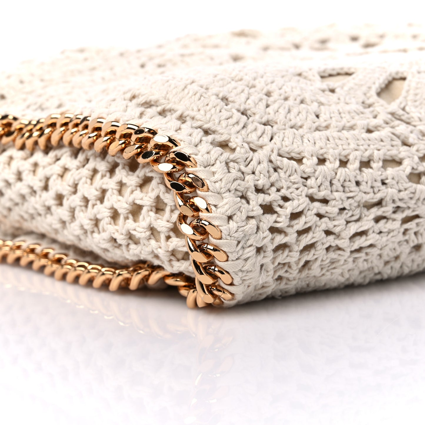 Cotton Crochet Falabella Ajouree Tote Bag White