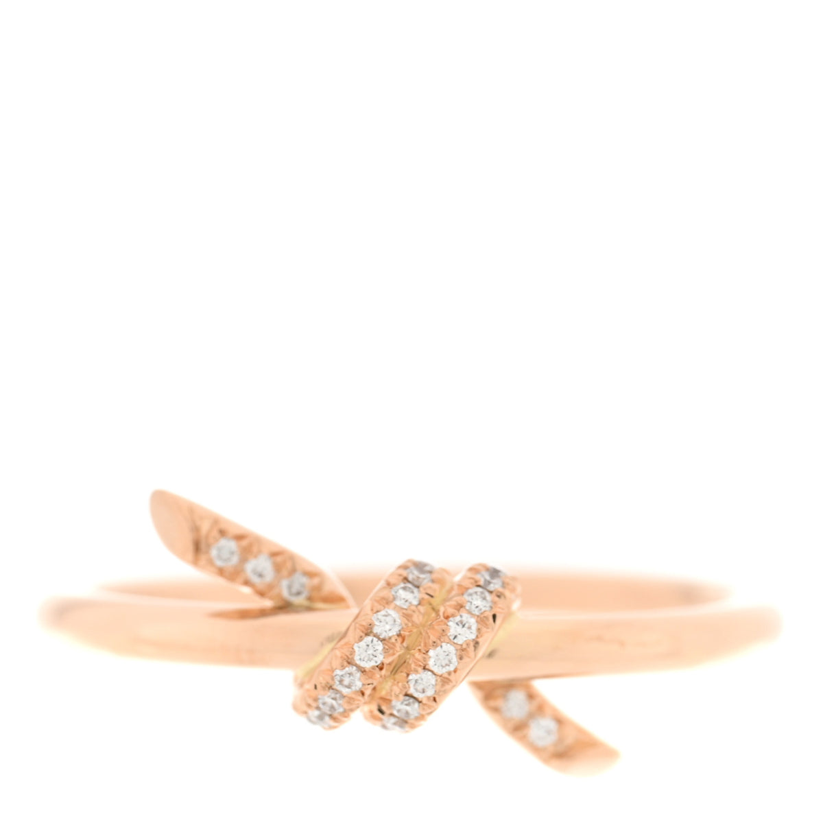 18K Rose Gold Diamond Small Knot Ring 53 6.5