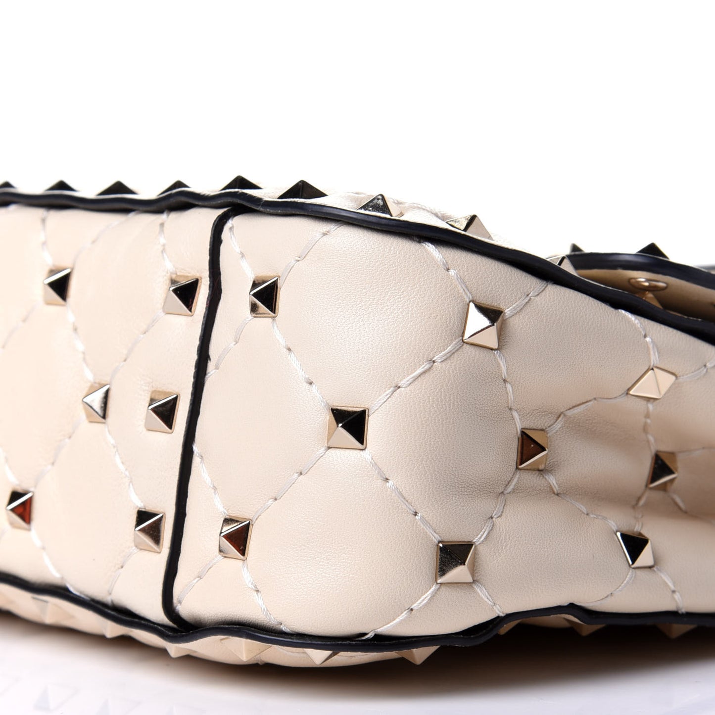Nappa Small Rockstud Spike Shoulder Bag Light Ivory