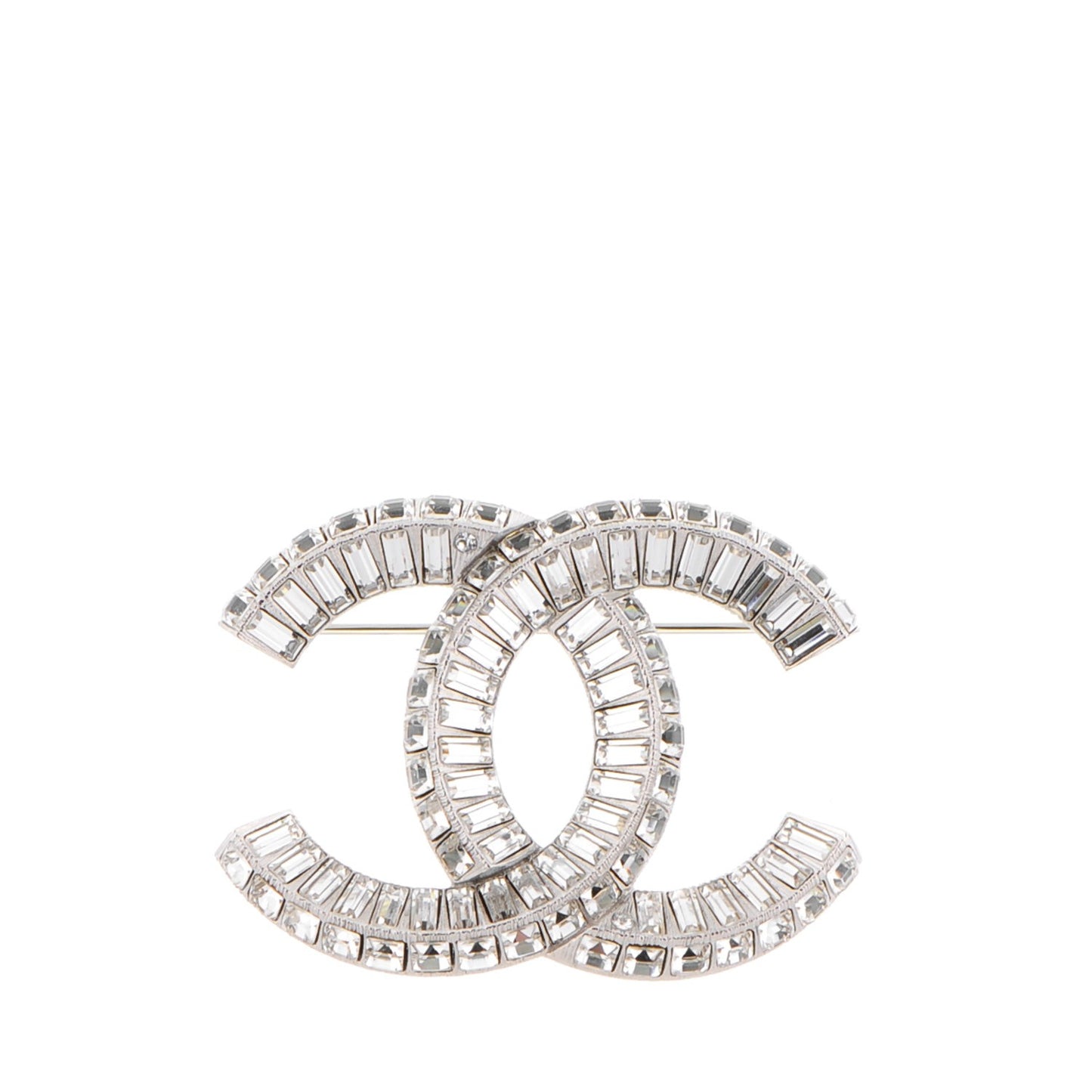 Baguette Crystal CC Brooch Silver