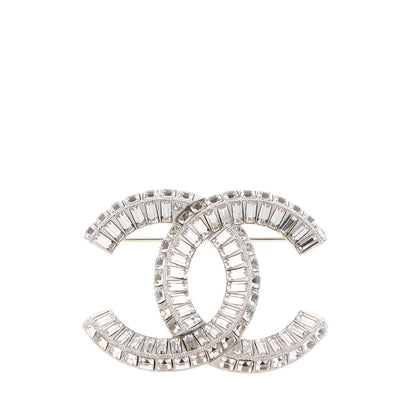 Chanel Baguette Crystal CC Brooch Silver 1 of 5