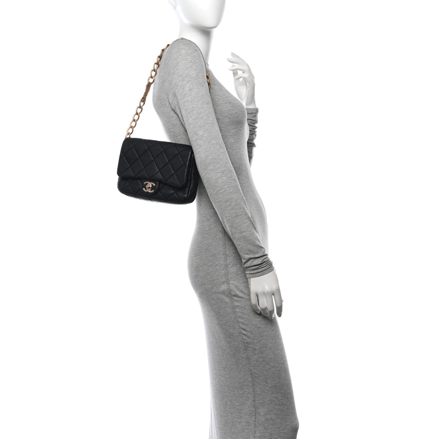 Chanel Lambskin Quilted Chain Flap Black 2 of 11