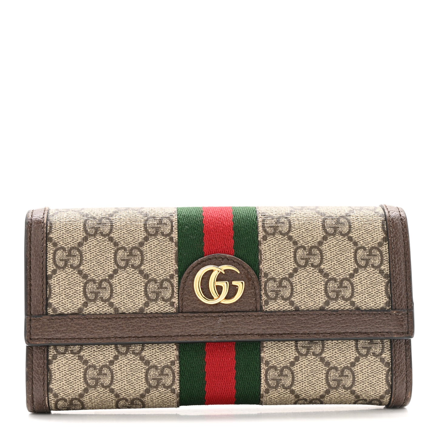 GG Supreme Monogram Web Ophidia Continental Wallet Brown