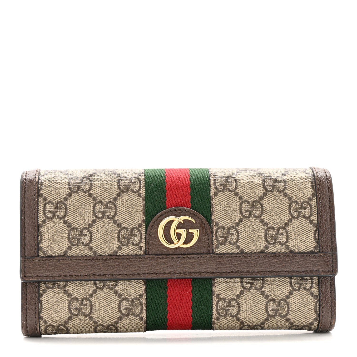 Gucci GG Supreme Monogram Web Ophidia Continental Wallet Brown 1 of 10