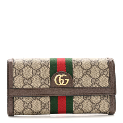 Gucci GG Supreme Monogram Web Ophidia Continental Wallet Brown 1 of 10