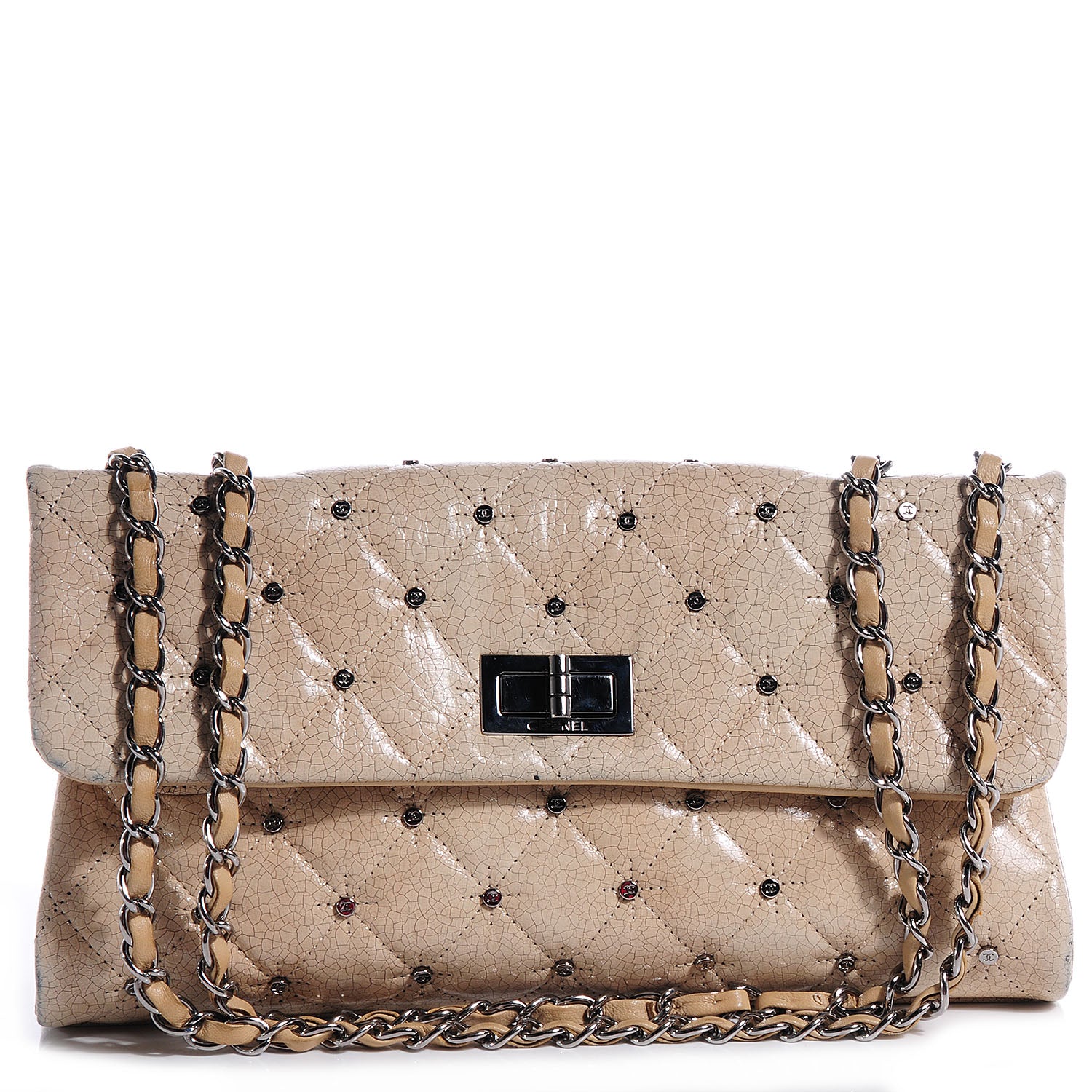 Chanel Glazed Crackled Calfskin Studded Mademoiselle Flap 1 of 11