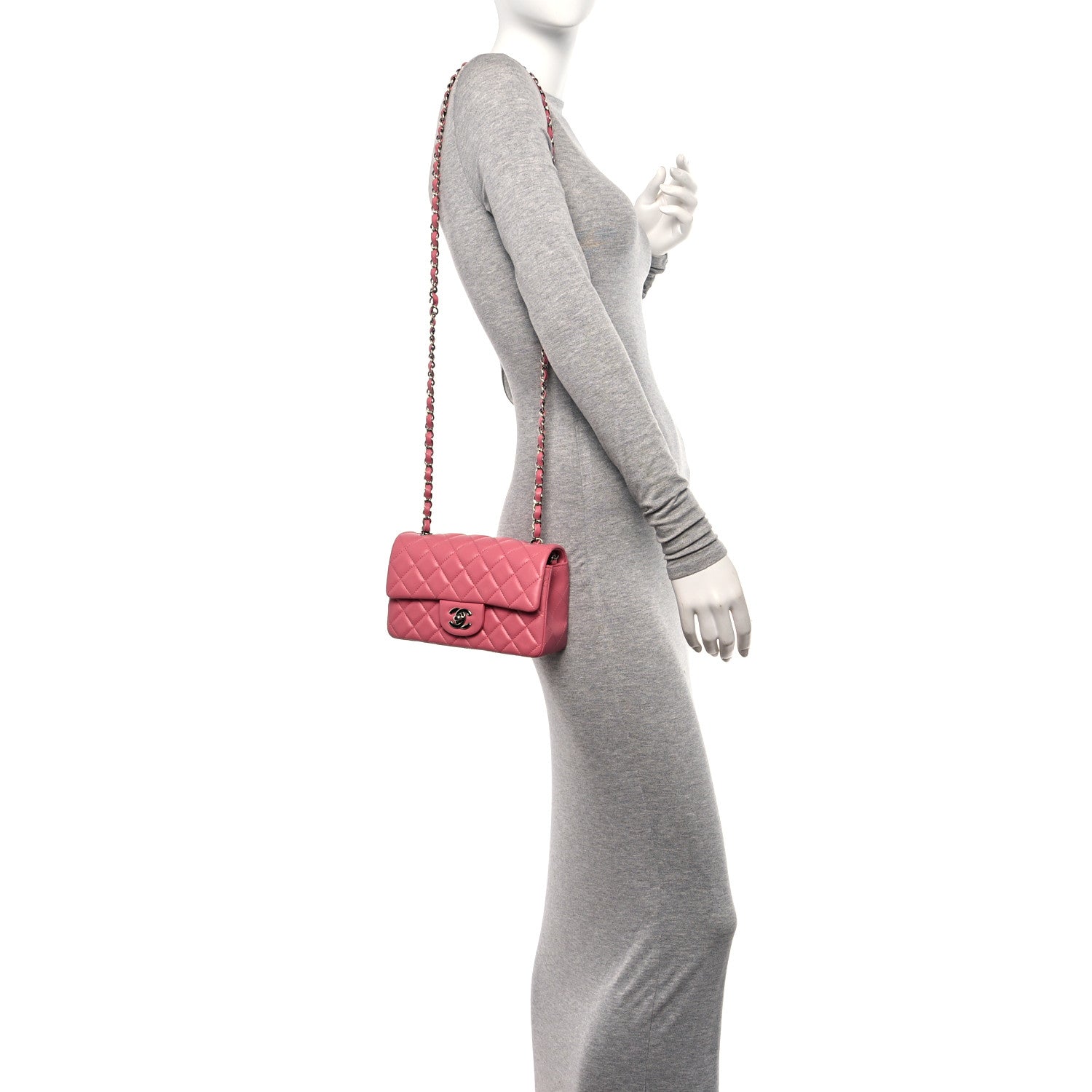 Chanel Lambskin Quilted Mini Rectangular Flap Pink 2 of 13