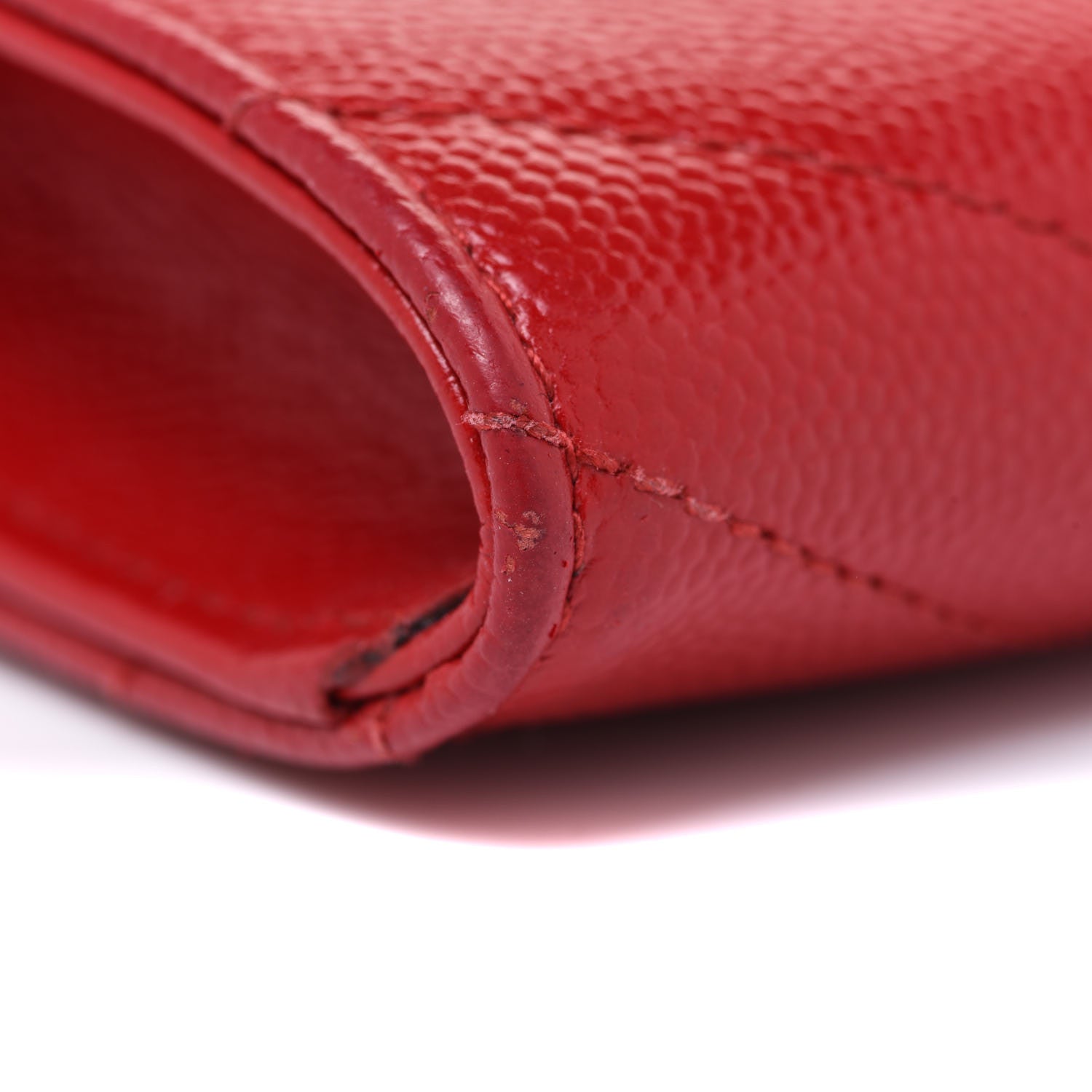Saint Laurent Grain De Poudre Matelasse Chevron Small Monogram Envelope Wallet Rouge Eros 8 of 14