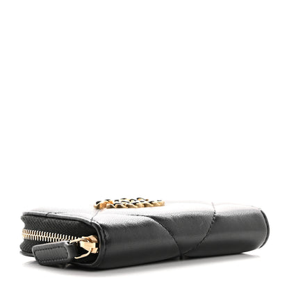 Chanel Lambskin Quilted Chanel 19 Zip Around Coin Purse Wallet Black 4 of 8
