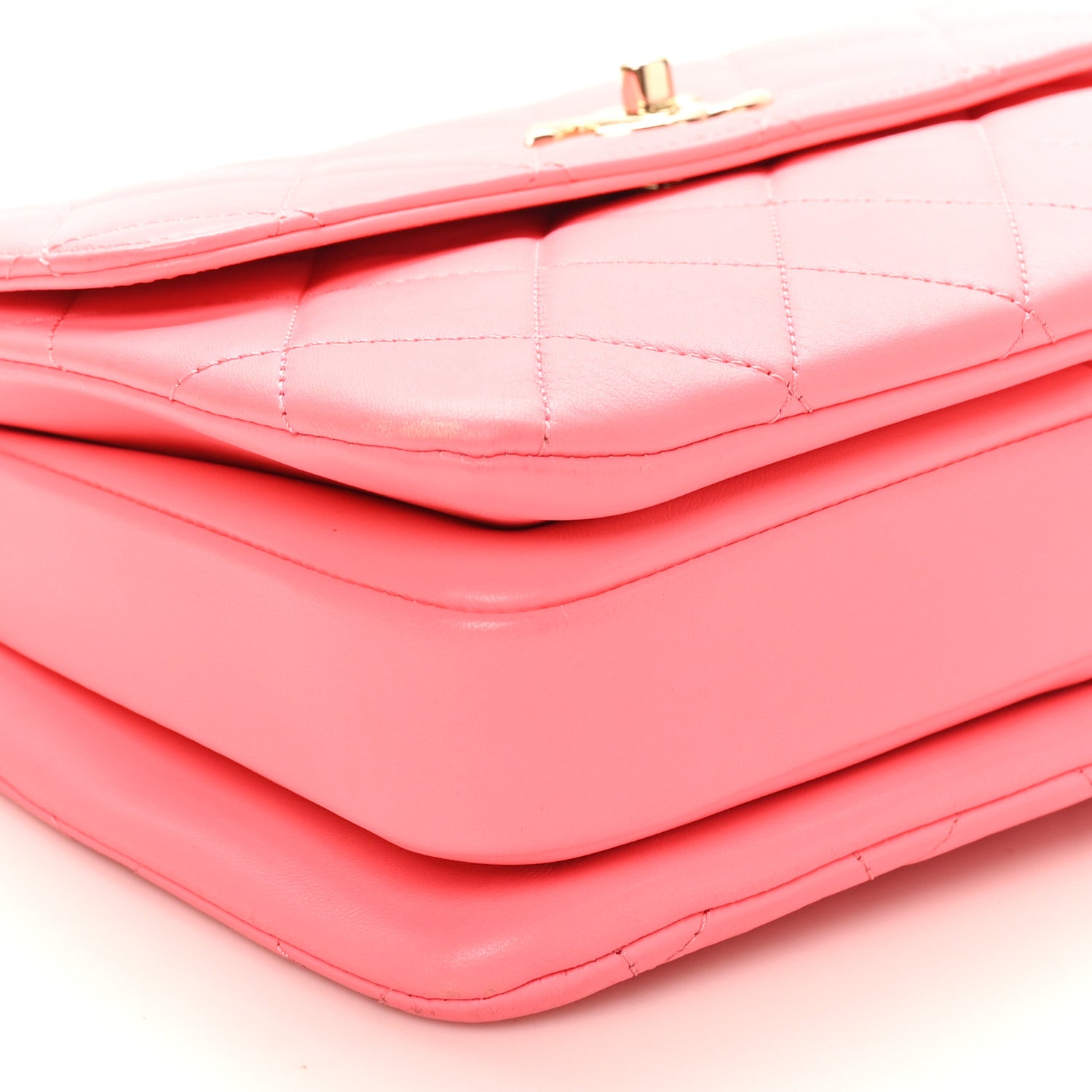 Chanel Lambskin Lacquered Quilted Mini Trendy CC Dual Handle Flap Bag Coral Pink 9 of 10