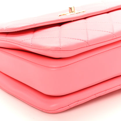 Chanel Lambskin Lacquered Quilted Mini Trendy CC Dual Handle Flap Bag Coral Pink 9 of 10