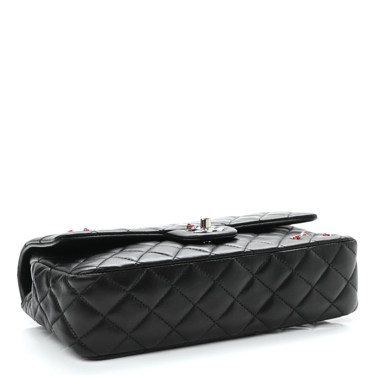 Lambskin Quilted Medium Ladybug Flap Black