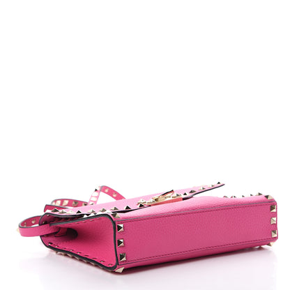 Valentino Garavani Pebbled Calfskin Medium Rockstud Flip Lock Crossbody Bag Pink Orchid 3 of 11