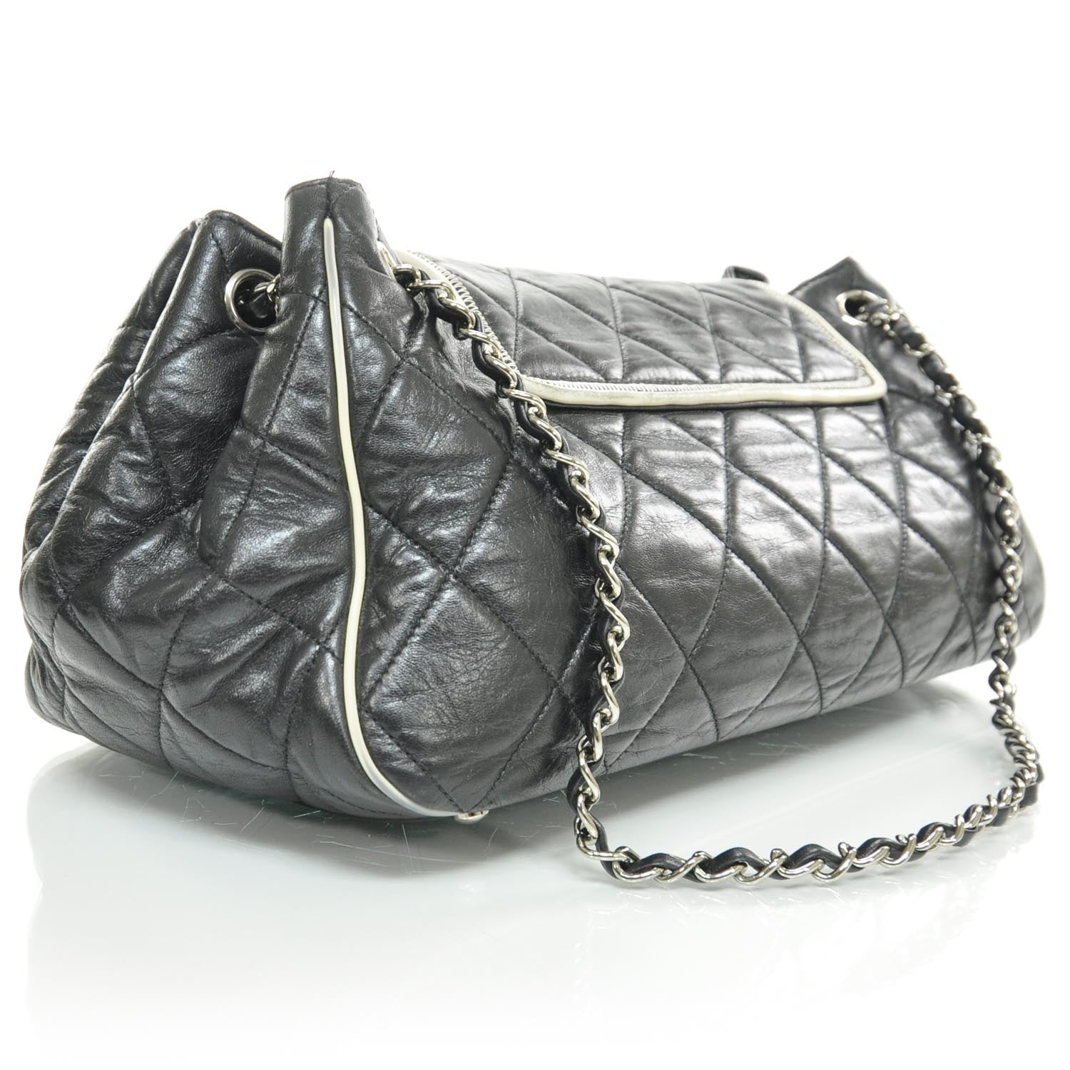 Chanel Lambskin Quilted East West Accordion Flap Black 3 of 9