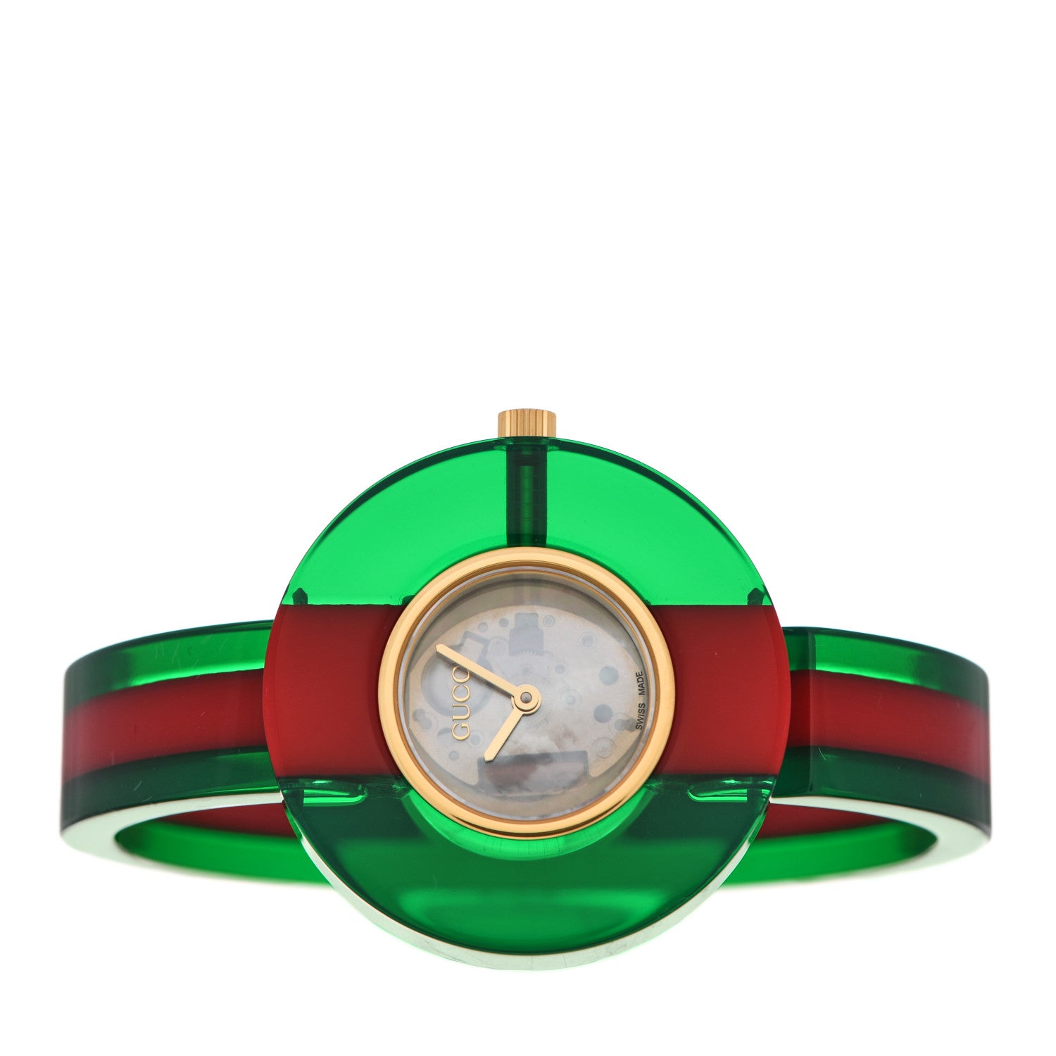 Gucci Stainless Steel Plexiglass Mother of Pearl 35mm Vintage Web Quartz Watch 2 of 5