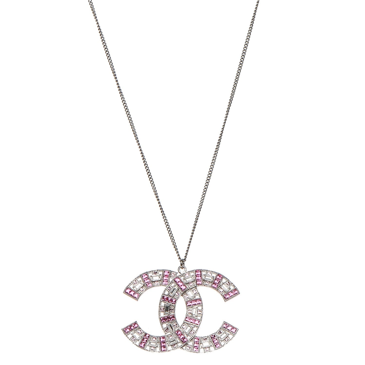 Chanel Baguette Crystal Large CC Necklace Pink 1 of 6