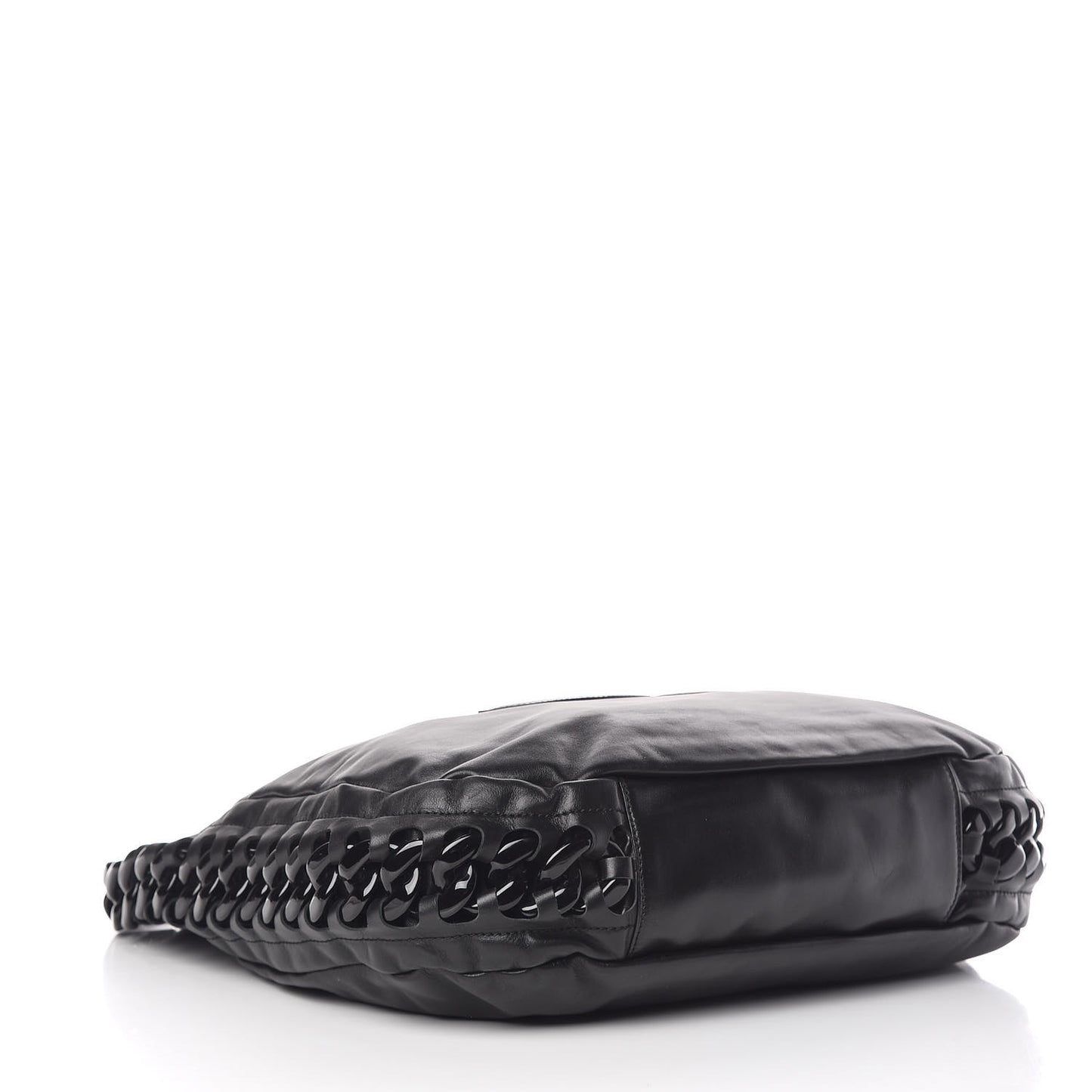 Calfskin Modern Chain Rhodoid Hobo Black