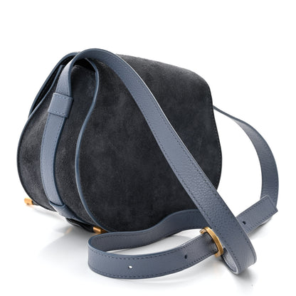 Chloe Suede Small Marcie Saddle Bag Graphite Navy 3 of 11