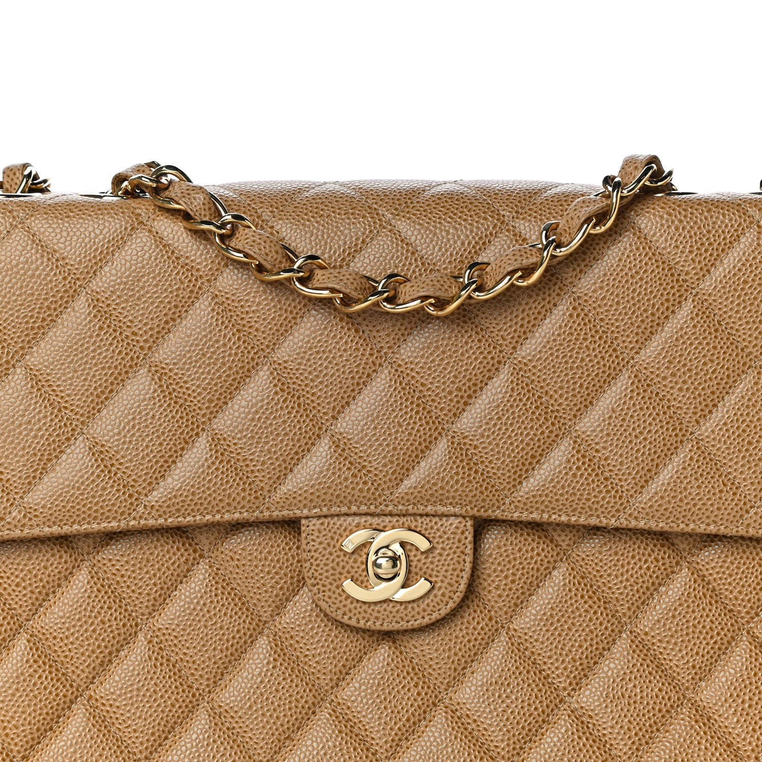Chanel Caviar Quilted Jumbo Single Flap Beige 8 of 10
