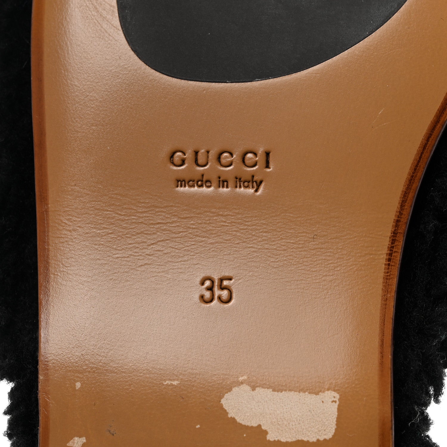 Gucci Shearling Interlocking G Womens Eileen Slippers 35 Black Butterscotch 7 of 8