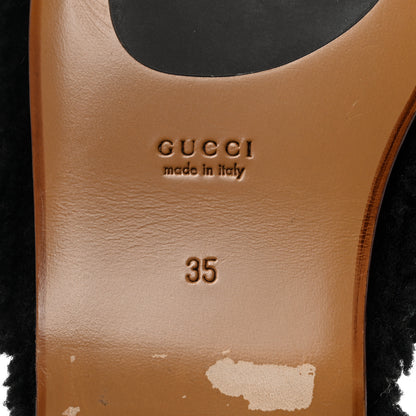 Gucci Shearling Interlocking G Womens Eileen Slippers 35 Black Butterscotch 7 of 8
