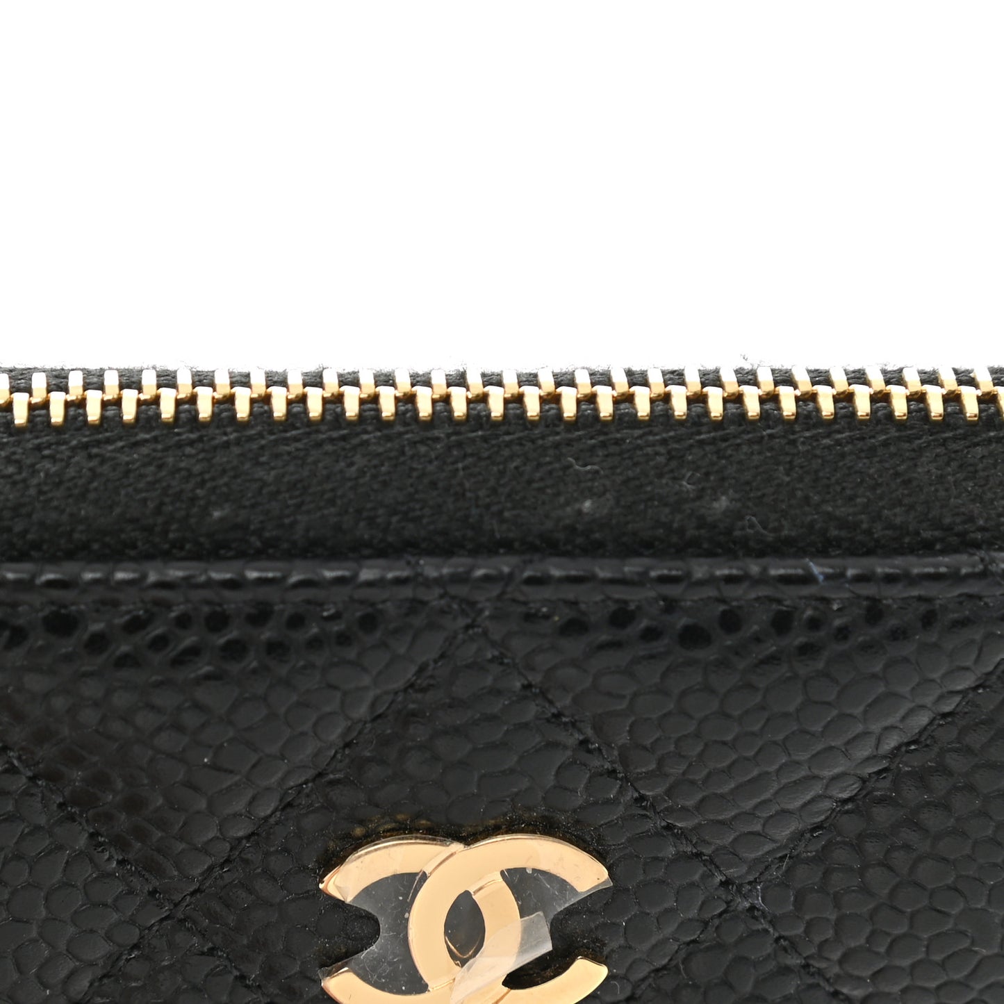 Caviar Quilted Zip Coin Purse Black