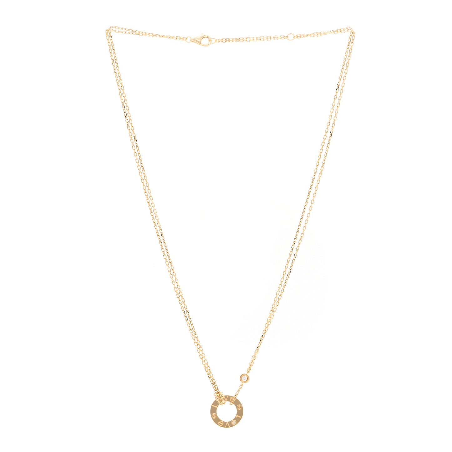 18K Yellow Gold 2 Diamond LOVE Necklace