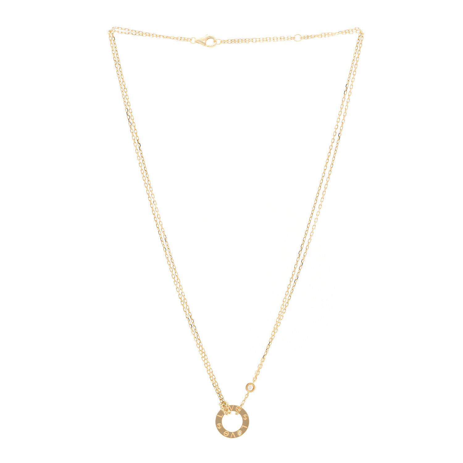 Cartier 18K Yellow Gold 2 Diamond LOVE Necklace 3 of 5