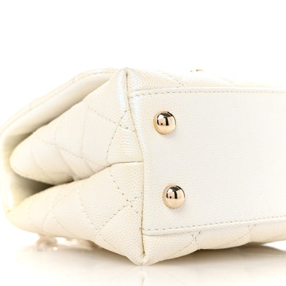 Chanel Iridescent Caviar Quilted Extra Mini Coco Handle Flap White 9 of 10
