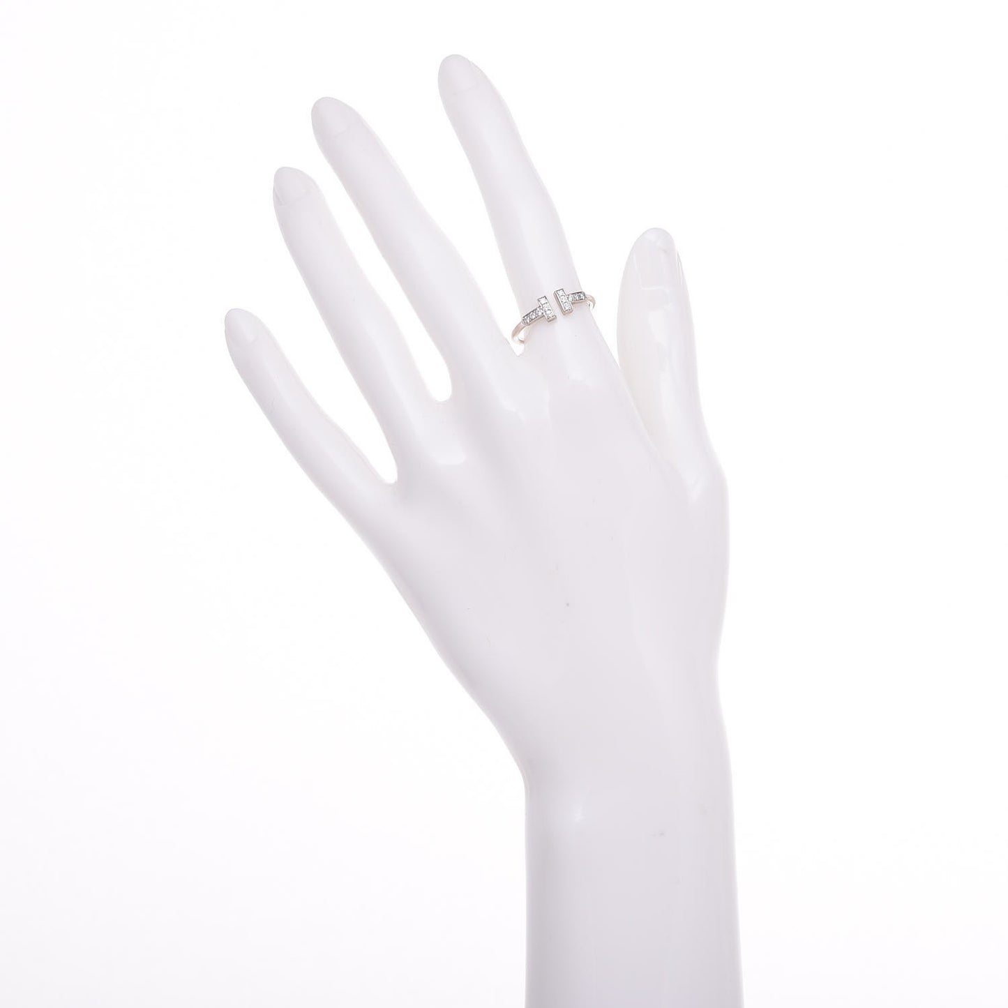 18K White Gold Diamond T Wire Ring 53 6.5