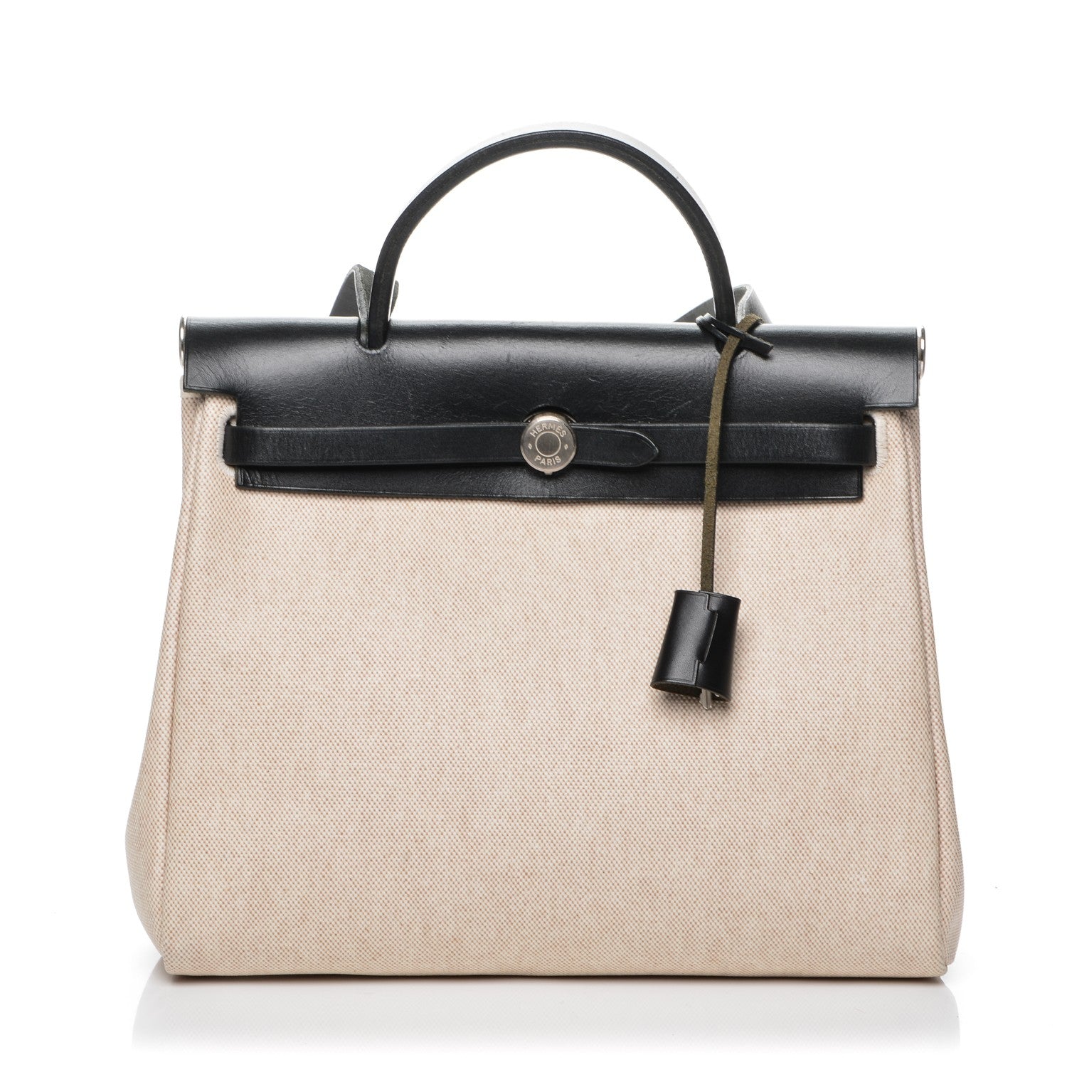 Hermes Toile Vache Calfskin Herbag 30 PM Natural Black 1 of 16