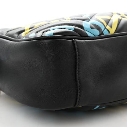 Gucci Calfskin Matelasse GucciGhost Medium GG Marmont Chain Shoulder Bag Black New Acquamarine 9 of 12