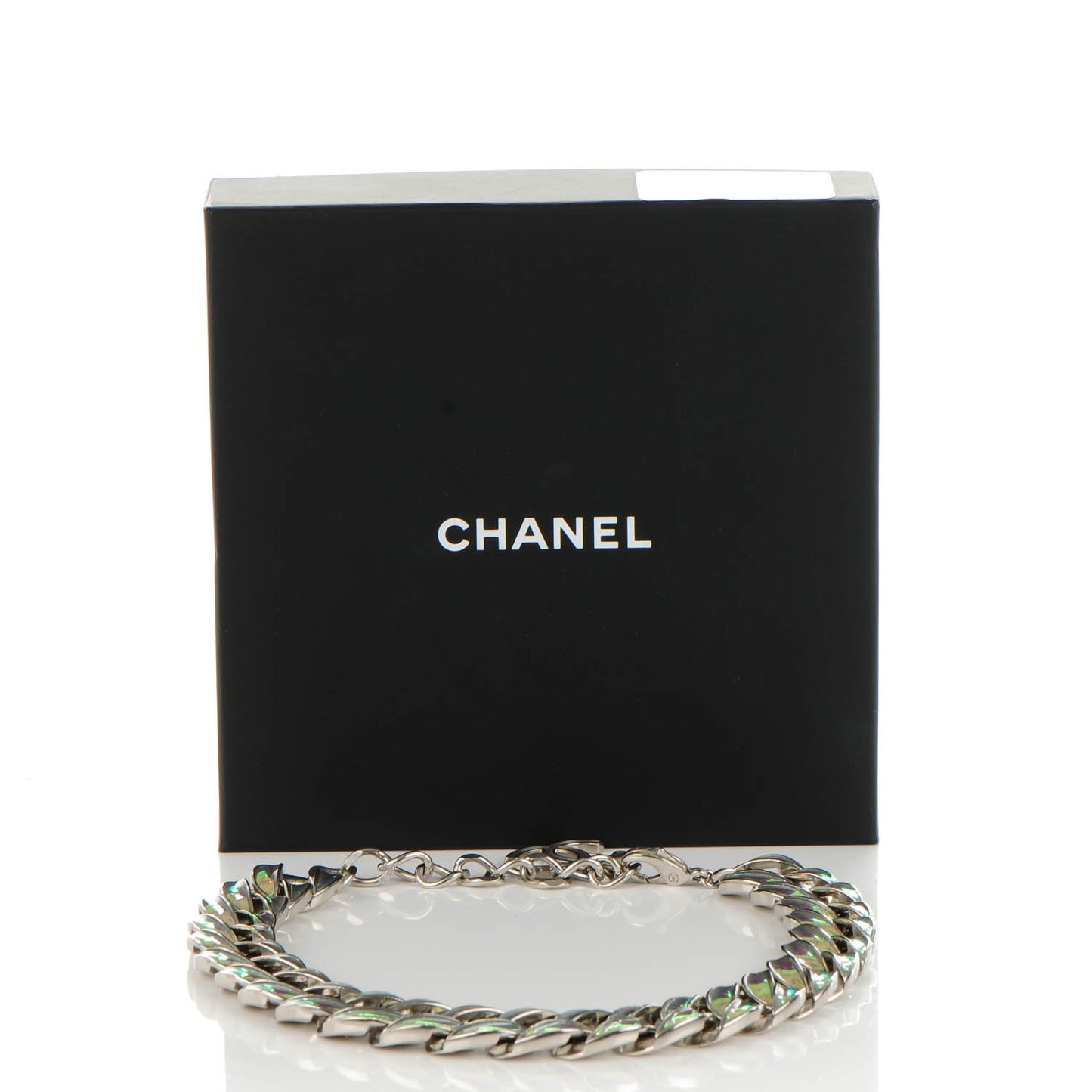 Iridescent CC Chain Link Choker Necklace Silver
