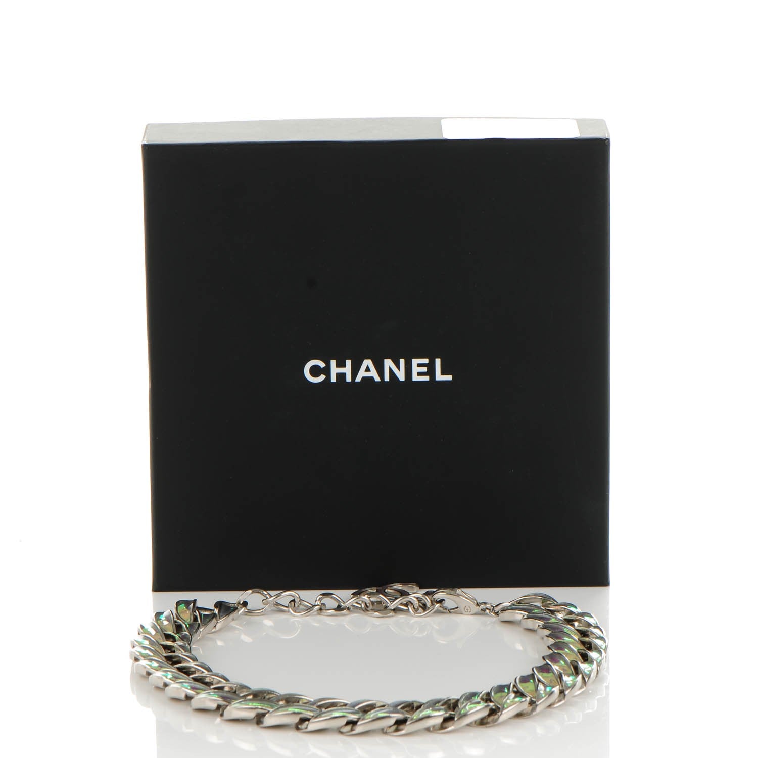 Chanel Iridescent CC Chain Link Choker Necklace Silver 5 of 5
