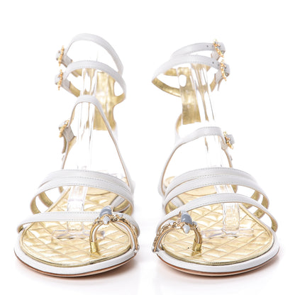 Chanel Lambskin Gripoix Flat Sandals 37 White 2 of 7