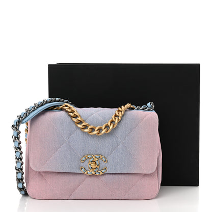 Chanel Denim Quilted Medium Chanel 19 Flap Blue Pink 11 of 11