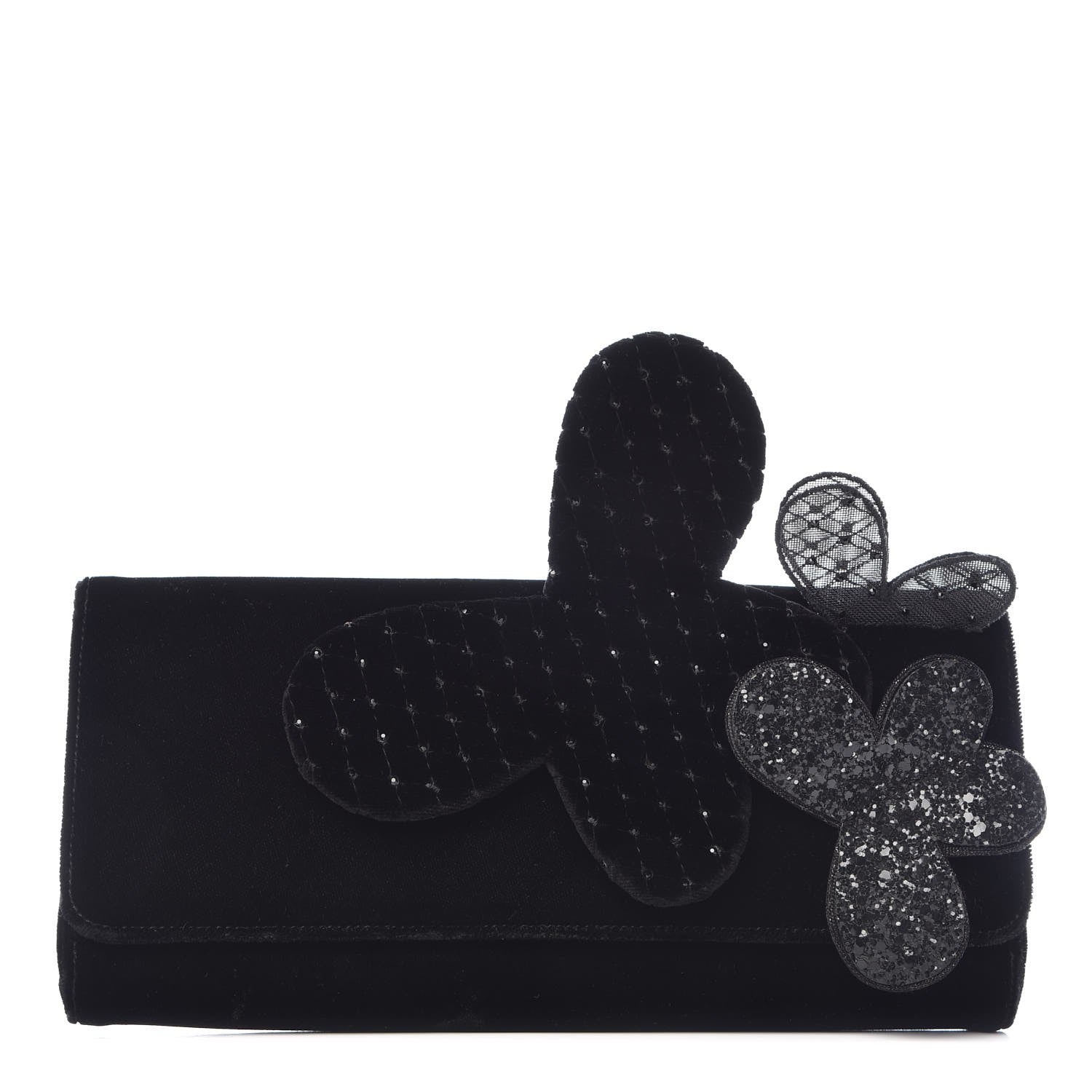 Christian Louboutin Velvet Strass Alice Clutch Black 2 of 7