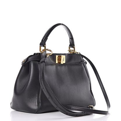 Fendi Nappa Mini Peekaboo Iconic Satchel Black 3 of 13
