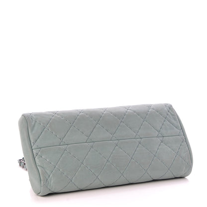 Chanel Iridescent Calfskin Medium Just Mademoiselle Bowler Green 4 of 11