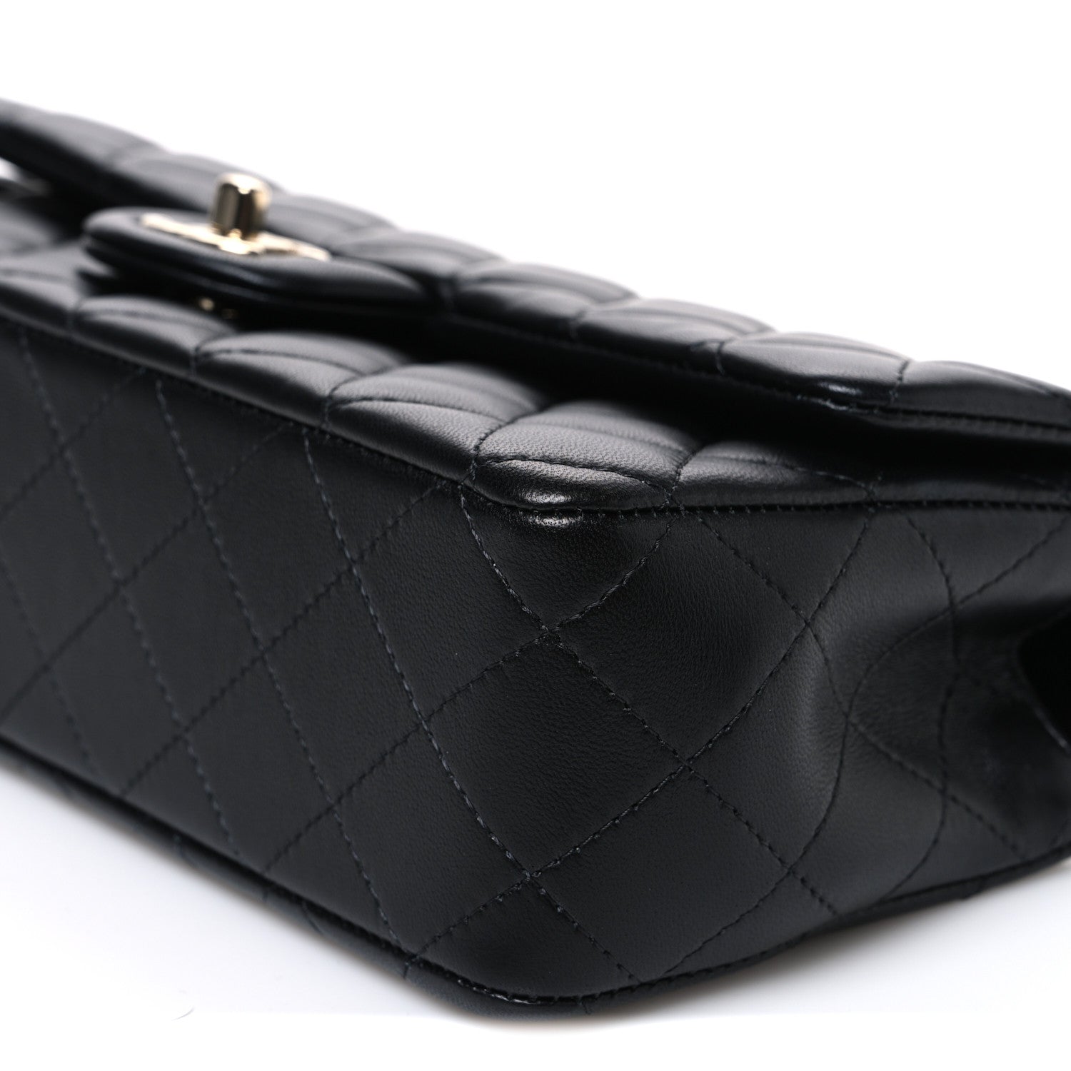 Chanel Lambskin Quilted Top Handle East West Flap Black 10 of 11