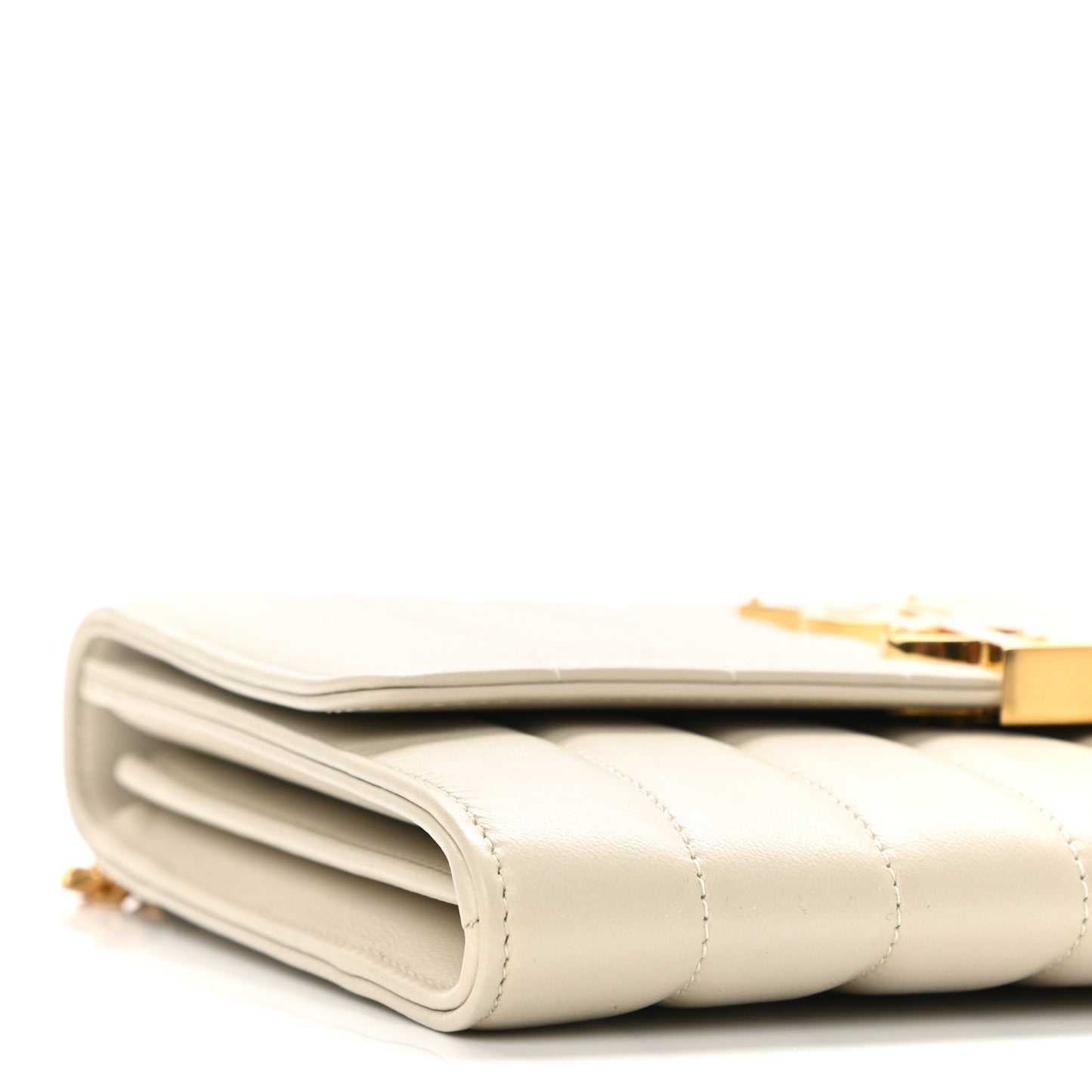 Lambskin Matelasse Monogram Vicky Chain Wallet Off White