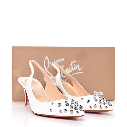 Christian Louboutin Patent Drama Sling 70 Pumps 41.5 Latte Silver 11 of 11