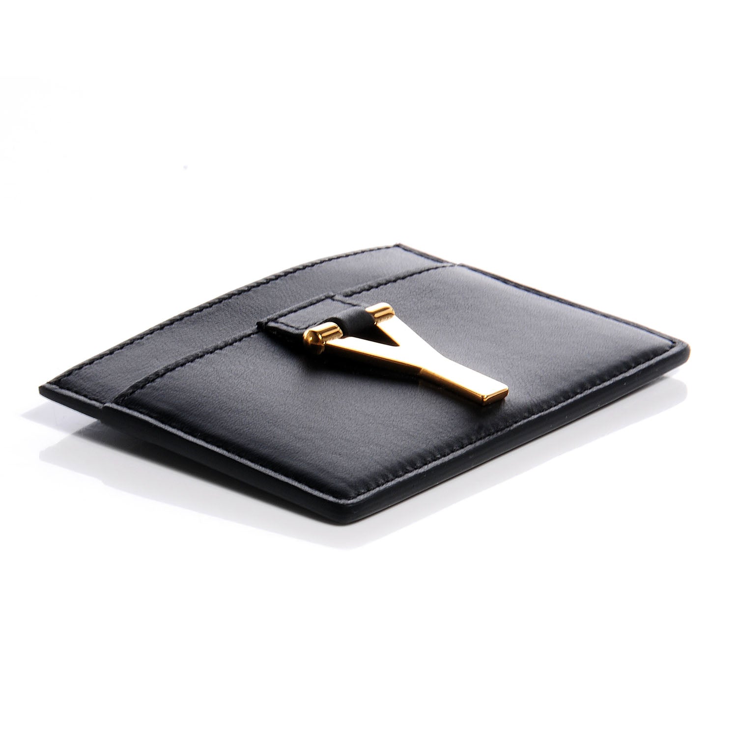 Saint Laurent Calfskin Classic Y Card Case Black 4 of 8